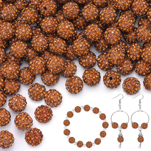 Miniatura 21 de 100 cuentas de diamantes de imitación de 0.394 pulgadas para la fabricación de joyas, 10 cuentas redondas brillantes de discoteca de Shamballa