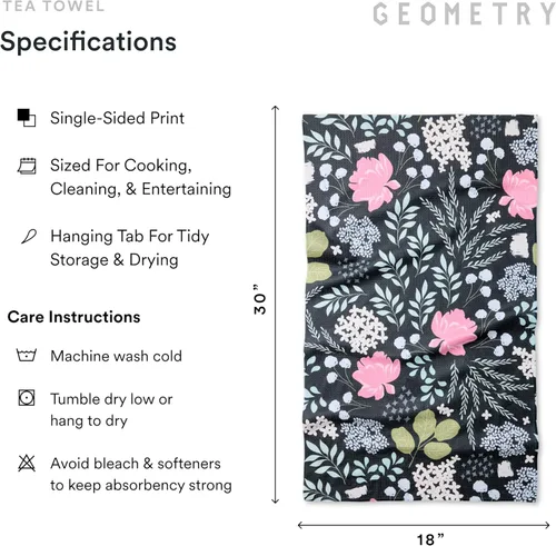 Miniatura 6 de GEOMETRY Toallas de Cocina de Té - Toallas de Platos de Microfibra de Secado Rápido para Cocina Pétalos Bonitos, 18" x 30" Paquete de 2 Pretty Petals