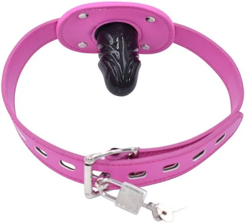 Miniatura 10 de YiFeng Consolador con cerradura Pene Boca Mordaza con bloqueo Bondage Correa de cuero en BDSM Juguete sexual para adultos (Largo)