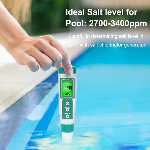 Miniatura 3 de Probador de agua salada para piscina profesional Medidor de salinidad para piscina y spa de cloruro de sodio Rango 0-9000ppm