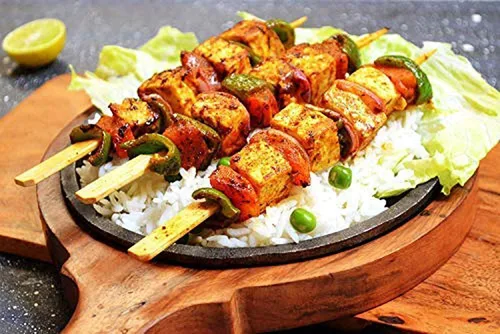 Miniatura 2 de Plato de madera para servir con base de murciélago y bandeja Sizzler, marrón, paquete de 1