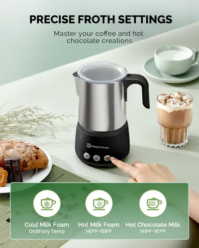 Miniatura 6 de Maestri House Espumador de leche, vaporizador y espumador de leche eléctrico 4 en 1, 16.9 onzas, 600 W, control táctil inteligente, máquina