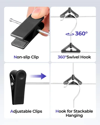Miniatura 3 de NORTHERN BROTHERS Perchas para pantalones con clips, paquete de 30 unidades, color negro, apilables, ahorro de espacio, antideslizantes, ajustables