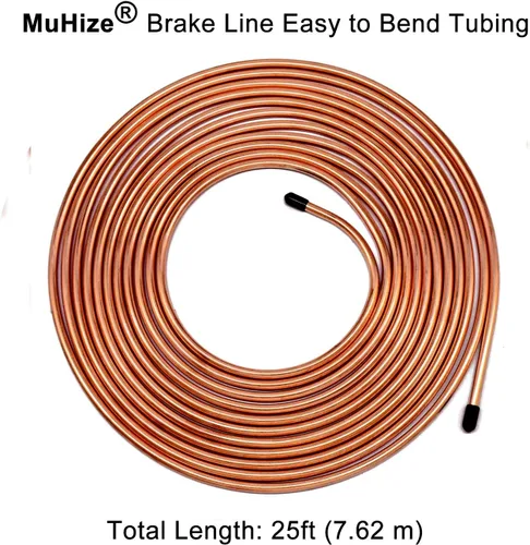 Miniatura 3 de MuHize Kit de tubos de freno de 1/4 de pulgada y 25 pies de acero recubierto de cobre, línea de freno SAE flexible de combustible y transmisión