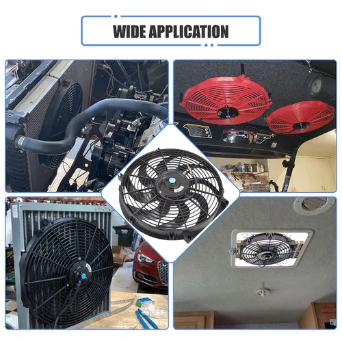 Miniatura 6 de Ventilador de radiador de refrigeración eléctrica delgado de 14 pulgadas, de empuje/tracción, universal de alto rendimiento, 12 V, 90 W, con kit