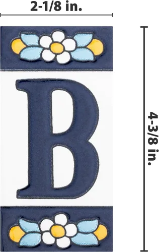 Miniatura 4 de Sevillano Flora Address Letters B - Azulejo de cerámica para pared, 2-1/8" x 4-3/8