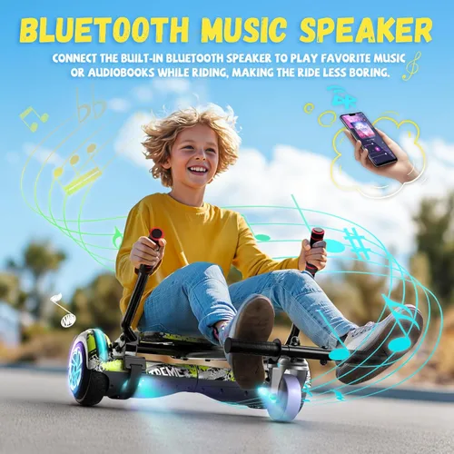 Miniatura 2 de FLYING-ANT Hoverboard de 6.5" de dos ruedas con asiento de autoequilibrio, scooter eléctrico con ruedas de luz LED Flash Primrose