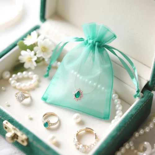 Miniatura 4 de G2PLUS Bolsas de organza con cordón de 4 x 6 pulgadas, 100 bolsas de organza azul aguamarina, bolsas de malla transparente para joyas, bolsa