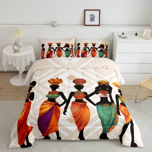 Miniatura 27 de Feelyou Juego de edredón con estampado de elefante étnico para niñas y niños, edredón de elefante, estilo bohemio exótico, juego de ropa de cama
