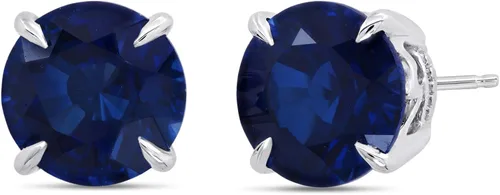 Nicole Miller Fine Jewelry - Juego de aretes redondos de piedra natal de 2.75 quilates, joyería de piedras preciosas de 0.354in para mujer en plata