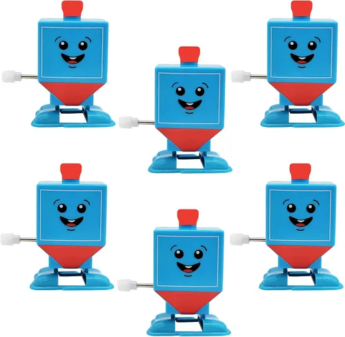 Miniatura 5 de The Dreidel Company Paquete de 3 Hanukkah Wind-Up and Watch Him Walk-Jump Dreidel, recuerdos de fiesta de Janucá, juguetes novedosos para niños