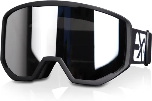 EXP VISION Gafas de esquí/snowboard para hombres y mujeres, gafas de nieve OTG antiniebla con protección UV Marco negro astilla