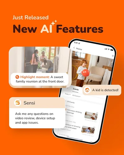 Miniatura 3 de SensForge Cámara de seguridad panorámica de 2.5K para interiores, cámara WiFi de doble banda de 360° para el hogar, detección gratuita de IA humanos