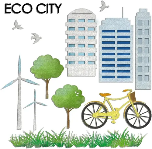 Miniatura 6 de Troqueles ecológicos para hacer tarjetas, ECO City Building Bike Troquel para álbumes de recortes, papel, manualidades, decoración, álbum