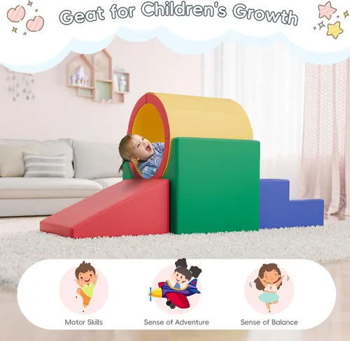 Miniatura 7 de TOLEAD Túnel/Rampas de Espuma para Trepar, Juego de Actividad de Espuma para Trepar y Arrastrarse para Niños Pequeños y Niños, Equipo de Gimnasio