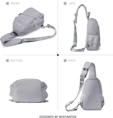 Miniatura 8 de BOSTANTEN Bolso bandolera para mujeres y hombres, bolso cruzado ligero para mujer, bolsa de hombro para viajes, senderismo, con puerto de carga USB
