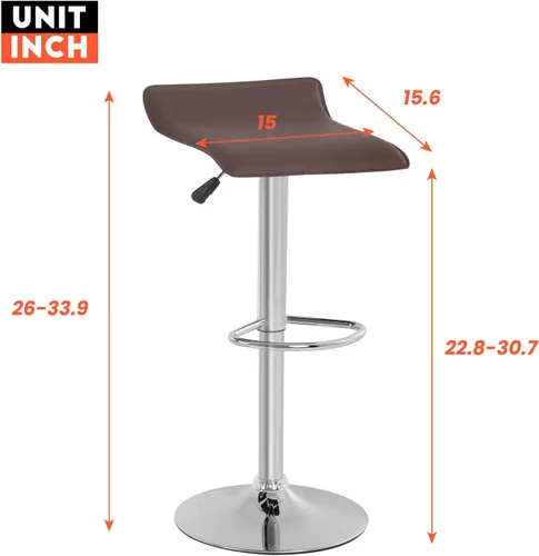 Miniatura 3 de BestOffice Juego de 2 taburetes de bar ajustables, taburetes de bar con modernos taburetes giratorios de piel sintética para silla de altura