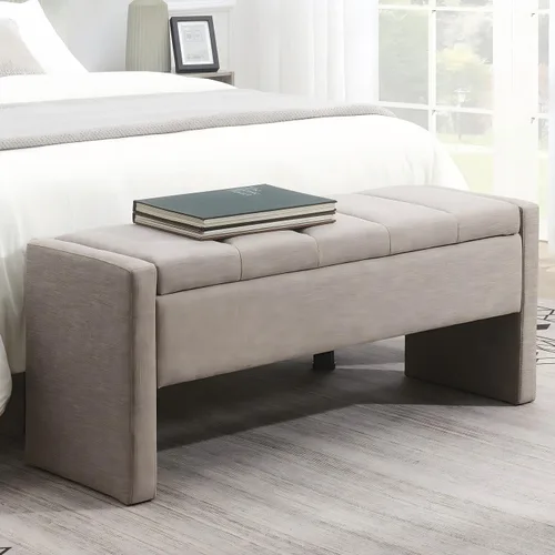 Miniatura 11 de Otomana de 47.25 pulgadas con almacenamiento, banco de almacenamiento para el extremo de la cama, banco de entrada, reposapiés multifuncional