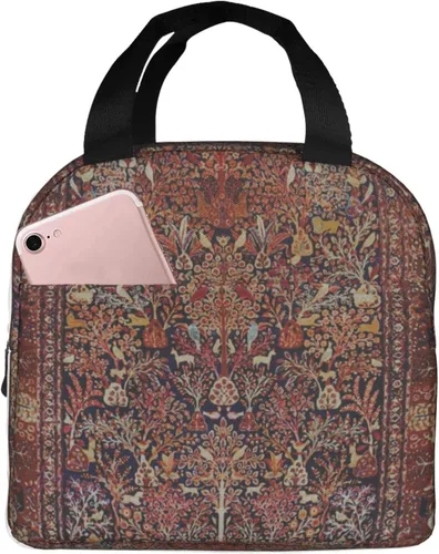 Miniatura 9 de Blue Willow Ancient Ming Chinoiserie - Bolsa de almuerzo aislada reutilizable, 8.5 x 8 x 5 pulgadas