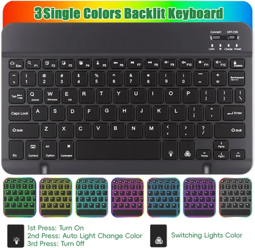 Miniatura 5 de Funda de teclado para Samsung Galaxy Tab S6 Lite de 10.4 pulgadas, teclado ligero desmontable con retroiluminación, funda delgada para tableta