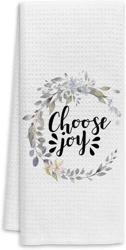 Voatok Choose Joy Farmhouse - Toallas de cocina y baño con corona floral, toallas de mano y platos, regalos perfectos para adolescentes, mujeres y