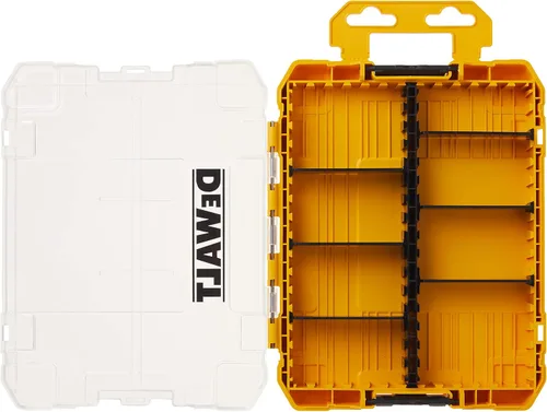 DEWALT Caja de herramientas, organizador mediano de 8 compartimentos para piezas pequeñas, caja resistente portátil, organizador de tornillos, caja