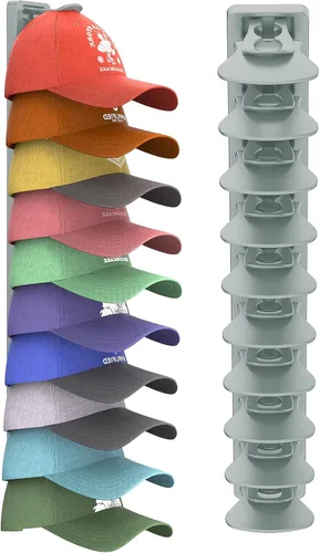 Miniatura 9 de Organizador de Sombreros para Gorras de Béisbol que Sostiene Hasta 40 Sombreros, Paquete de 2 Percheros de Sombreros para Pared, Soporte
