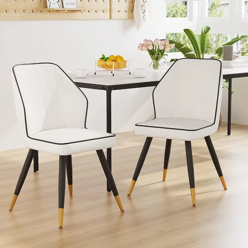 Miniatura 11 de Andeworld Juego de 2 sillas de comedor tapizadas, sillas decorativas modernas de mediados de siglo, silla auxiliar de gamuza sintética sin brazos