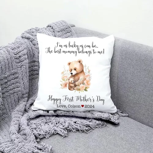Miniatura 3 de Mother's Day Bear, First Mother's Day Custom Pillowcase, Personalized Mother's Day Pillowcase, Gift for Mom, Home Decor