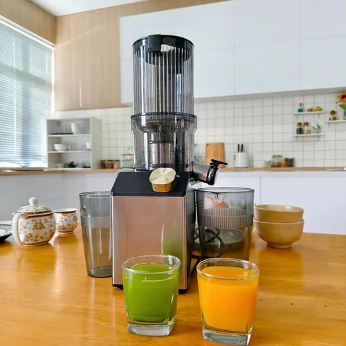 Miniatura 8 de Exprimidor de prensa en frío, máquinas exprimidoras con canal de alimentación de 4.35 pulgadas de ancho, exprimidores de acero inoxidable fáciles