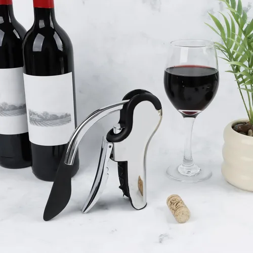 Miniatura 9 de KAYCROWN Abrebotellas de vino de acero inoxidable, sacacorchos de palanca vertical con diseño de cortador de lámina incorporado, sacacorchos de mano