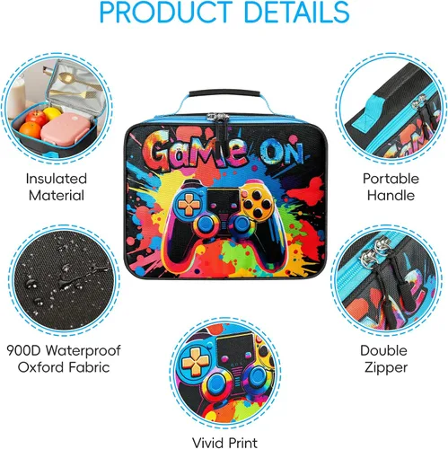 Miniatura 4 de Lonchera para niños, bonita bolsa de almuerzo aislada para niños, lonchera escolar impermeable, regalo para adolescentes y adultos, bolsa