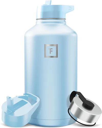 Miniatura 23 de IRON °FLASK Frasco de hidratación para acampar y senderismo con pajilla, botella de agua deportiva de acero inoxidable con aislamiento de boca Dark