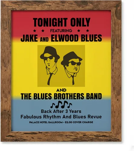 Miniatura 12 de Tonight Only-Jake & Elwood Blues-The Blues Brothers Band Arte de Pared Vintage, Arte de Pared Retro de TV con Impresión de Silueta de John