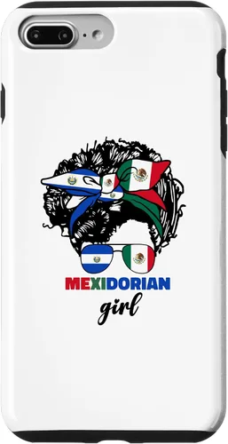Miniatura 9 de Funda para iPhone 13 Pro Max mitad mexicana y salvadoreña mexicana y salvadoreña para niña con la bandera de El Salvador