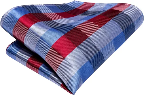 Miniatura 265 de Hi-Tie Corbata clásica de cachemira para hombre con pañuelo y gemelos a cuadros