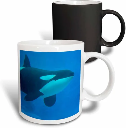 Miniatura 12 de 3dRose Orca Killer Whale - Taza de cerámica azul subacuática, 11 onzas