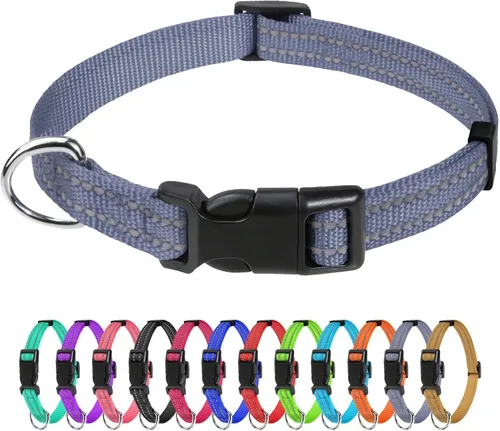 Miniatura 55 de TagME Collares de nailon reflectantes para perros, collar ajustable clásico para mascotas con hebilla de liberación rápida para perros pequeños