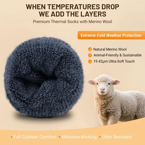 Miniatura 4 de Calcetines térmicos de lana merino para hombres y mujeres, calcetines gruesos de invierno para senderismo Antiampollas que absorben la humedad