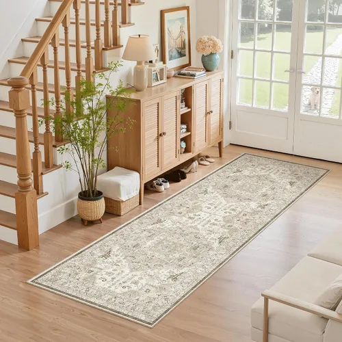 Miniatura 810 de Madane Tapete lavable de 2 x 10 pies para pasillo, cocina, recibidor, clásico, suave, antideslizante para interiores, casa de campo, baño, sala
