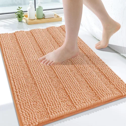 Miniatura 103 de Grandaily Alfombras de baño de felpilla a rayas de 24 x 16 pulgadas, extra gruesas y suaves, absorbentes, parte trasera de goma, alfombra de ducha
