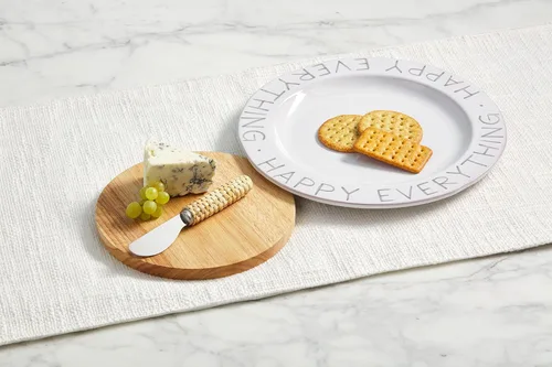 Miniatura 2 de Mud Pie Happy Cheese Juego de platos y tablas, blanco, 10.5" diámetro