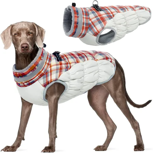 Miniatura 51 de FUAMEY - Chaqueta de invierno para perro, chaleco acolchado con arnés, ropa cálida para mascotas, abrigo con cremallera, impermeable, para perros