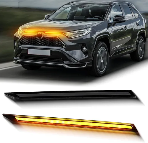 Miniatura 7 de 2 piezas de luces LED de parrilla, barra LED frontal secuencial, luces LED de circulación diurna compatibles con Toyota RAV4 2019-2023, señal