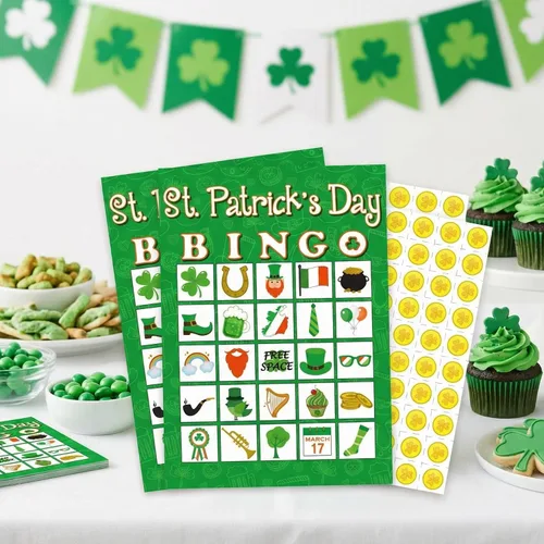 Miniatura 4 de Moon Boat 32Players - Juego de bingo del día de San Patricio para adultos, actividades de fiesta de trébol