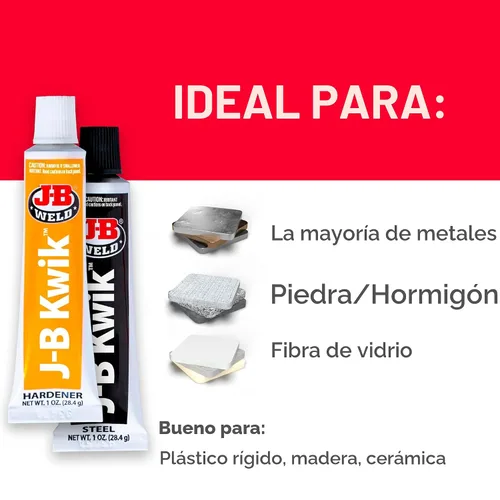 Miniatura 6 de J-B Weld 8276 KwikWeld Pegamento de acero reforzado de rápida adhesión. Pomo de 2 onzas, 2 onza, Blanco