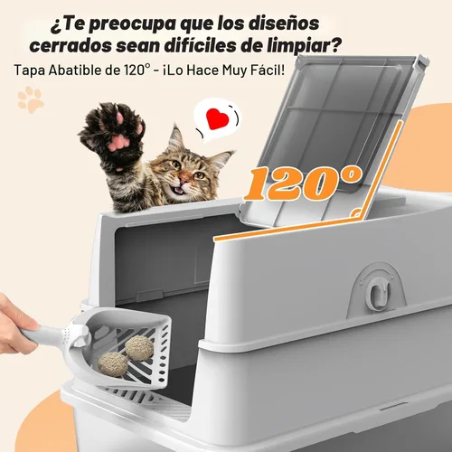 Miniatura 2 de Caja de arena de acero inoxidable con tapa Caja de arena cerrada extragrande para gatos grandes Cajas de arena de metal de alta cara 100%