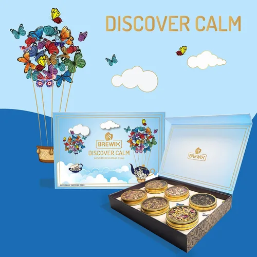 Miniatura 4 de BREWIX, Descubre Calma Caja de Regalo de Té de Hierbas Premium para Navidad (100g/50+ Tazas) Juego de Regalo de Té para Amantes del Té 6 Tés