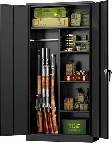 Miniatura 15 de Greenvelly 14-16 Caja fuerte para rifles y pistolas, caja fuerte para rifles con cerradura de teclado, gabinete para armas de fuego para rifles