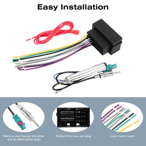 Miniatura 4 de Kit de arnés de cables de estéreo de coche RDBS y adaptador de antena para conectar una radio de posventa Compatible con vehículos Dodge Jeep Ram